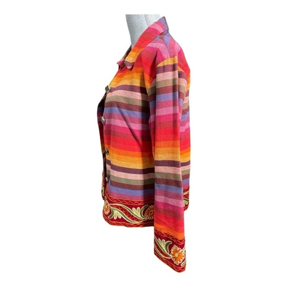 Tan-Zara Tantrums Western Aztec Embroidered Rainbow Button Front Jacket size S - Picture 4 of 13